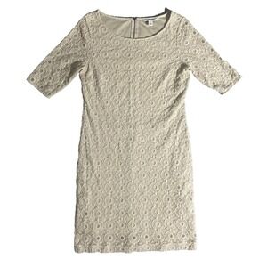 Banana Republic Lace Dress Womens Size 2 Sleeve Lined Zip Evening Cocktail Ivory
